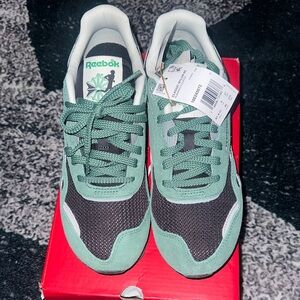 Reebok Mint Green and Black Lace-Up Sneakers